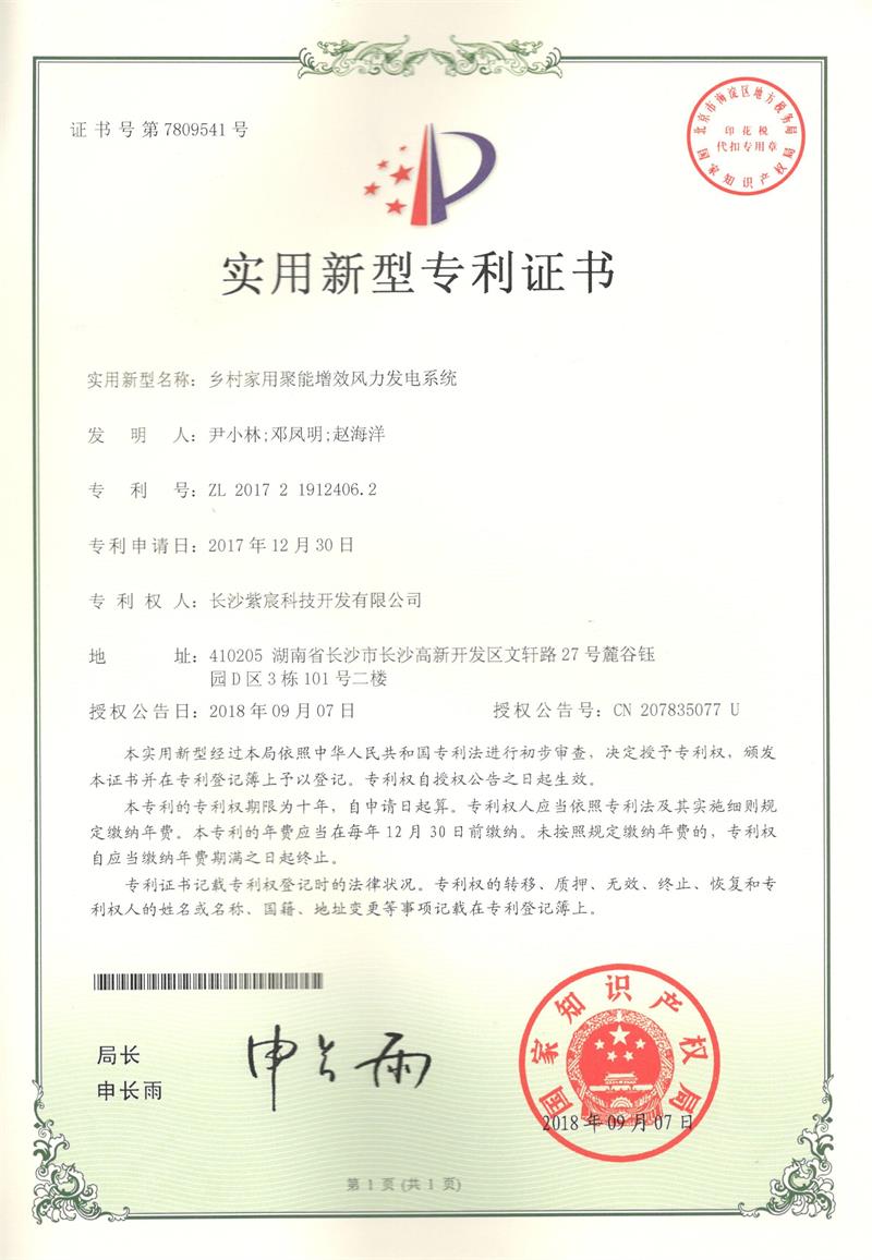 3.3-ZL201721912406.2-鄉(xiāng)村(cūn)家(jiā)用(yòng)聚能(néng)增效風(fēng)力發電(diàn)系統(1)